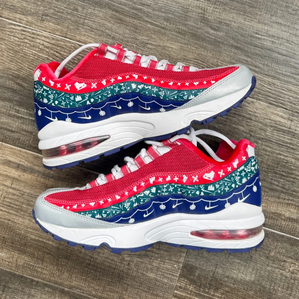 Nike air max 95 Christmas sweater red white blue 6.5 8 - Picture 2 of 6